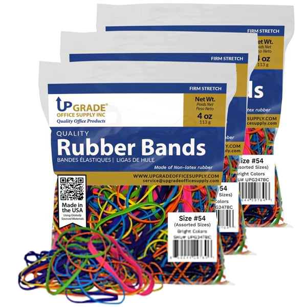 Upgrade Office Supply Rubber Bands, Assorted Sizes & Bright Colors, 1 ...