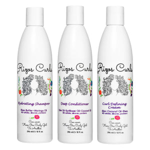 Rizos Curls Trio Bundle, Hydrating Shampoo & Deep Conditioner & Curl Cream Bundle, Gently Cleanse and Hydrate Curly Hair, Style 