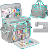 LEFORZ Sewing Machine Case with Removable Hard Bottom Pad,2 Layer Sewing Machine Carrying Bag Universal Tote Bag Fit for Most St