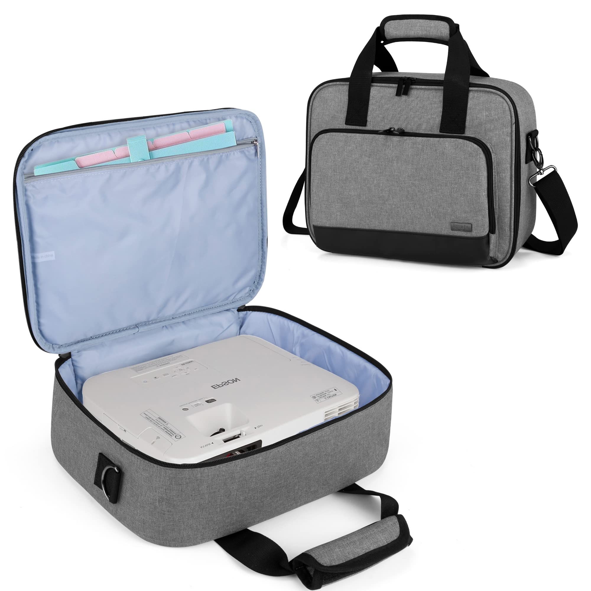 Luxja Projector Case, Projector Bag With Accessories Storage Pockets (Compatible With Most Major Projectors), Medium(13.75 X 10.