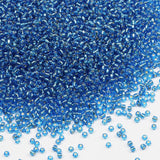 Tibaoffy Transparent Blue with Silver Lined Beads Size 8/0 Crafts Glass Seed Beads 3mm for Jewelry Making (Total About 100g Abou