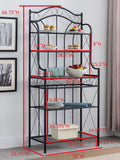 Pilaster Designs Leroy Transitional 5 Tier Freestanding Kitchen Bakers Rack With Black Metal Frame And Walnut Wood Center Shelf
