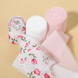 Chiffon Ribbon, 3 Rolls 15 Yards Solid Color & Floral Ribbon 1.5 x 5yd White & Pink Ribbons Handmade Fringe Frayed Ribbons for B