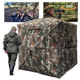 FUNHORUN Hunting Blind with Floor Mat, 360 Degree See Through Ground Blind with Carrying Bag, 2/3 Person Pop Up Camouflage Tent 