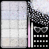 12000 Pcs White Flatback Pearls and Rhinestones for Crafting, 3-5 mm Jelly Resin Rhinestones, Mixed Size Half Pearl Bedazzling G