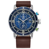 Citizen Mens EcoDrive Star Wars Luke Skywalker Chronograph Stainless Steel Watch with Brown Leather Strap, Blue Bezel, 44mm (M