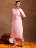 Libas Women'S Silk Blend Embroidered Kurta Set (Gs955_Pink Pink L