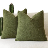 Foindtower Decorative Textured Boucle Throw Pillow Covers 20x20 Inch,Green