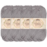 JubileeYarn Baby Soft Bamboo Cotton Yarn - 50g/Skein - Smoky Sky - 4 Skeins
