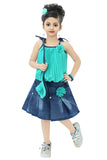 Chandrika Kids Casual Skirt And Top Set With Sling Bag For Girls Neon
