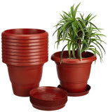 Amazon Brand Solimo Round Pots For Plants With Bottom Tray |Modern Design| Indoor&Outdoor Flower Pot For Home/Office/Table/Gar