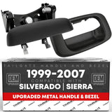 Tailgate Handle Latch w/Improved Bezel Trim with Rod Clips - Upgraded Metal Handle Compatible with 1999-2007 Chevy Silverado GMC
