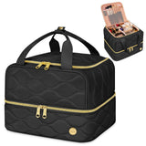 YOREPEK Travel Makeup Organizer Bag, 2-Layer Cosmetic Bags for Women, Portable Makeup Box Cases for Daily Use, Skincare, Brushes
