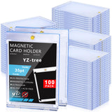 YZtree 100ct Magnetic Trading Card Holders: 35pt One Touch Card Protectors, U-V Protection, Hard Plastic Magnetic Cards Case for