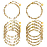 UMAOKANG 10 Pack 316L Curb Chain Bracelets for Jewelry Making Gold Plated Stainless Steel Bracelet Kit Jewelry Gift