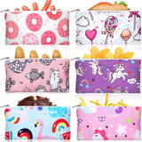 Chumia 6 Pack Reusable Snack Bags for Kids, Washable Sandwich & Food Storage Pouches, Dual-layer Silicone Lined Lunch Bags with 