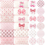 Chunful 24 Pcs Coquette Bow Party Favors 12 Canvas Makeup Bags 12 Coquette Aesthetic Compact Mirror Zipper Pouch Round Pocket Mi