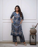 Gosriki Women'S Rayon Viscose Straight Printed Kurta With Pant (Kadai Blue-Gs_Xl_Blue_X-Large),Blue,,B0F13W6HW6