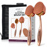 Mothercould Premium Sunscreen Brush Set - Kids & Baby Sunblock Applicator with Metal Handles, Travel Bag, 2 Brushes, 2 Caps, & C