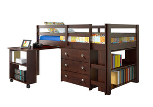 Donco Kids 760-Cp Low Study Loft Bed, Dark Cappuccino/White