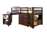 Donco Kids 760-Cp Low Study Loft Bed, Dark Cappuccino/White