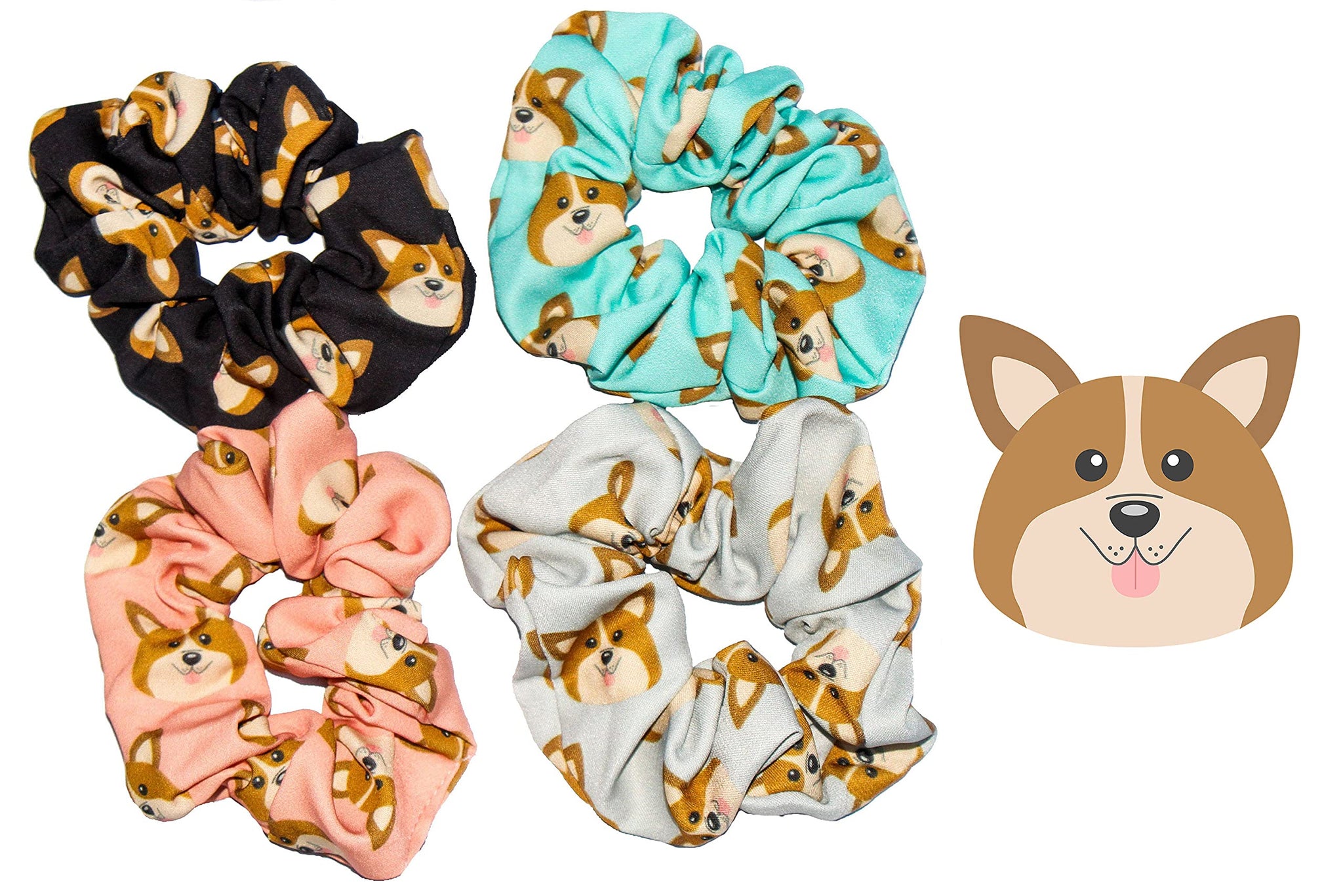 Happie Hare Scrunchies - Cotton Rounds Elastic Hair Bands - Scrunchy Hair Ties - Girls Hair Accessories - Gifts for Women (4 Pac