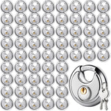 Moxweyeni 60 Pack Padlocks Alike Keyed, Stainless Steel Pad Locks with Same Key Discus 2-3/4 Inch Wide 3/8 Inch Diameter Shackle