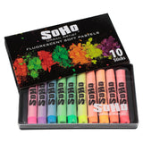 Soho Urban Artist Soft Pastels Set of 10 Bright Fluorescent Neon Colors, Vibrant Pastel Sticks for Art, Drawing, Blending, Layer