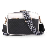 Adisa Women'S Girls Color Block Cross Body Sling Bag With Printed Belt (Sl5150-Bla-Whi),Black-White,,B0F2GT2YY8