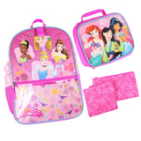 Bioworld Disney Princess 16 Backpack for Girls 5 Piece School Lunch Box Set