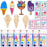 Leinuosen 28 Sets Ice Cream Party Favors Wood Painting Craft Kits with Art Supplies and Inspirational Cards Thank You for Coming