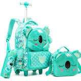 Meetbelify Kids Rolling Backpack with Wheels for Girls Cute koala School Roller Backpack,Carry on Travel Luggage with Lunch Bag 