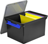 Storex Utility Tote with Locking Handles, Letter/Legal Size, Black/Silver (61543U01C)