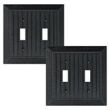 2-Pack Classic Beadboard Double Toggle Light Switch Cover Plate, Unbreakable Polycarbonate Decorative Switch Plate Covers, Matte