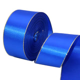 David accessories Electric Blue Satin Ribbon with Gold Edges 1.5 Inch Wide 20 Yards, Gold Border Fabric Ribbons for Gift Wrappin