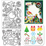 GLOBLELAND Christmas Gnomes Clear Stamps Cutting Dies Painting Stencils for Card Making Merry Christmas Silicone Stamp Metal Sno