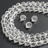 Chengmu 8mm Rondelle White Glass Beads for Jewelry Making, 300pcs Faceted Briolette Crytal Spacer Beads for Bracelet Necklace Ea