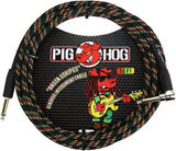 Pig Hog Rasta Stripes Woven Jacket Tour Grade Instrument Cable, 10-Foot Right Angle