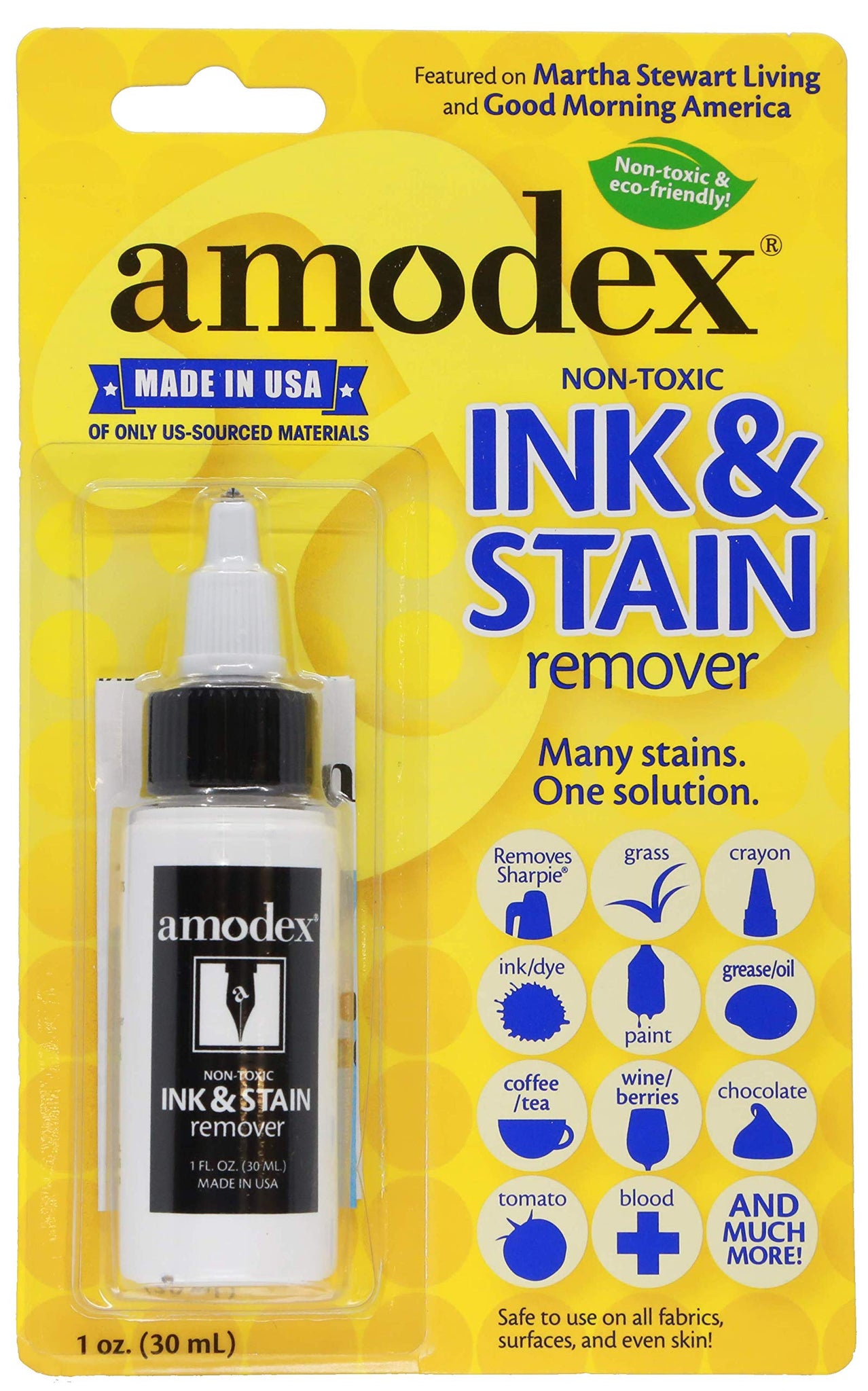 amodex Ink and Stain Remover Cleans Marker, Ink, Crayon, Pen, Makeup from Furniture, Skin, Clothing, Fabric, Leather - 1 Oun