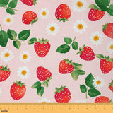 jejeloiu Strawberry Fabric by The Yard Daisy Upholstery Fabric for Chairs Fruit Waterproof Indoor Outdoor Decor for DIY Sewing C