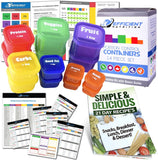 Efficient Nutrition Portion Control Containers DELUXE Kit (14-Piece) with COMPLETE GUIDE + 21 DAY PLANNER + RECIPE eBOOK BPA FRE