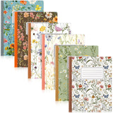 Resurhang 6 Floral Composition Notebooks College Ruled Notebook,Retro
