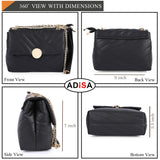 Adisa Women'S Girls Quilted Cross Body Sling Bag With Gold Chain (Sl5136_Black),Black,,B0D6X5VQ3K