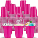 cssopenss 120 pcs 16 oz pink plastic cups hot pink cups 16 oz pink Party Cups for drinking Tastings served Snacks Barbecues Picn