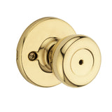 Kwikset Tylo Interior Privacy Door Knob with Lock, Door Handle For Bathroom and Bedroom, Polished Brass Keyless Turn Lock Doorkn