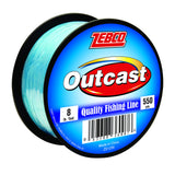 Zebco Outcast Monofilament Fishing Line, 550-Yards, 8-Pound, Low Memory and Stretch, High Tensile Strength, Blue