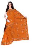Tamaira Fashion Womens Plain Weave Pure Cotton Saree With Heavy Embroidery And Stone Work Without Blouse Piece (Mustard)