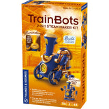 Thames & Kosmos TrainBots: 2-in-1 STEAM Maker Kit | Build 2 Steampunk Robots w/LED Lights | Explore Robots & Engineering | Inclu