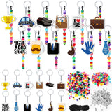 Tondiamo 36 Set Father's Day Keychain Craft Kits DIY Fathers Day Bead Keychain Making Kits Craft for Dad Letter Colored Beads St