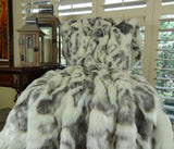 Plutus Brands Rabbit Fur Throw Pillow, 60 X 96, Ivory/Gray